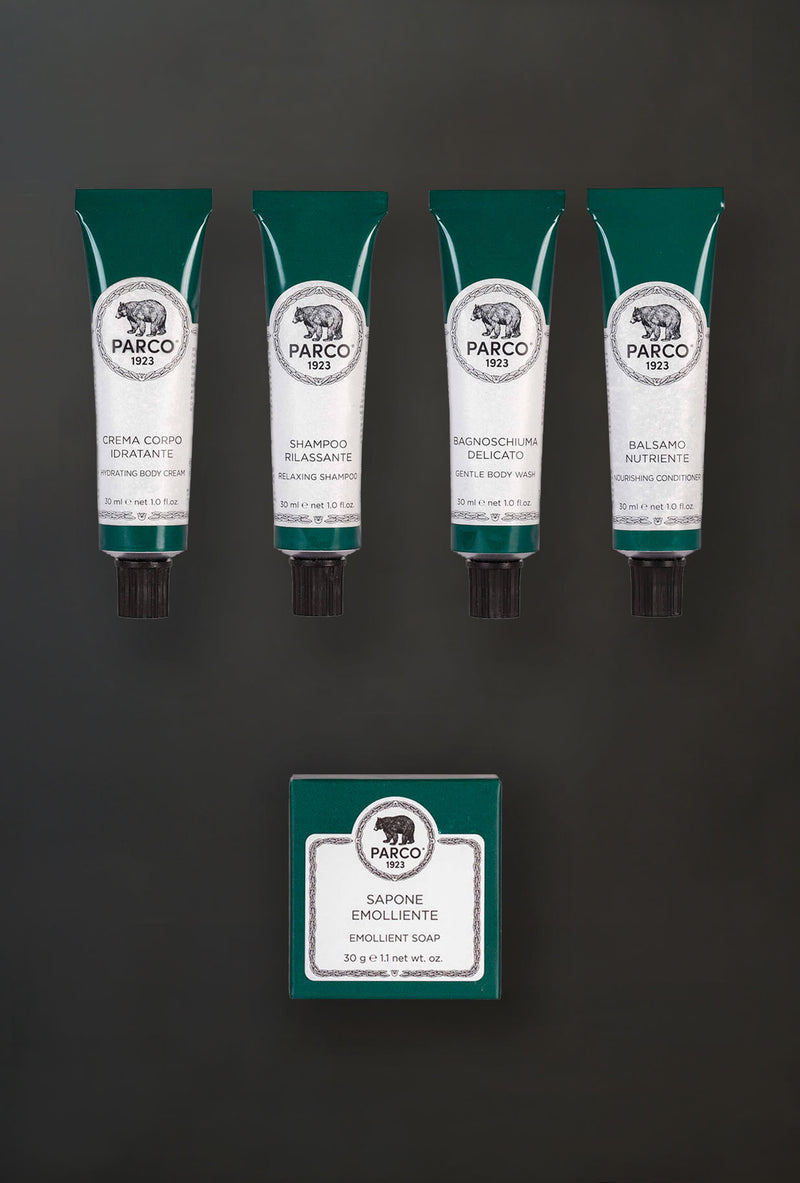 Kit Viaggio Bagno della maison Parco 1923 con 5 prodotti