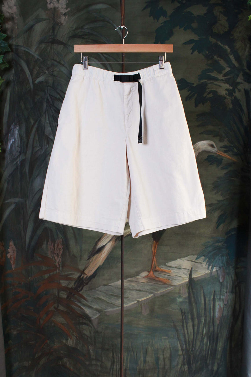 pantalone corto bermuda in bull denim di white sand da uomo over color burro