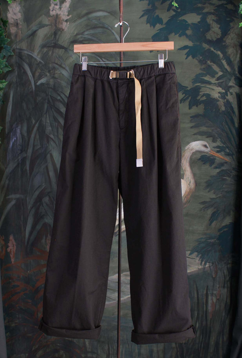 White-Sand Pantalone Oliver 2 Pinces Black Uomo Twil Cotone