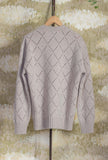 Maglione a Girocollo di 39 Masq realizzato in morbida lana tonalità Greige jacquard con motivo a rombi da Uomo