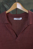 Polo 70’s firmata 39 Masq realizzata in pregiato lino nella nuance Onion da Uomo