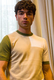 '+39 Masq Knitwear Uomo Maglia Girocollo Manica Corta Color Block Military
