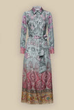 Pierre Louis Marcia Abito Lungo Seta Persian Queen Passion Flora Brocade Kacho-Ga