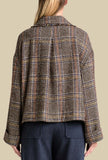 Easy Jacket Fringed di Alessia Santi realizzata in un raffinato motivo Check nei toni del Blue-Brown da Donna