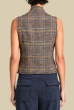 Gilet Fringed di Alessia Santi realizzato in un raffinato motivo Check nei toni del Blue-Brown da Donna