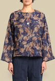 Boxy Jacket di Alessia Santi realizzata in un raffinato broccato foliage nei toni del blu e del chestnut da Donna