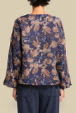 Boxy Jacket di Alessia Santi realizzata in un raffinato broccato foliage nei toni del blu e del chestnut da Donna