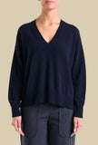 V-neck Cropped Sweater Night-Blue