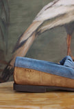 Mocassino Loafer firmato Alexander Hotto bicolor Camel-Denim da Donna