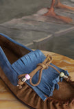 Mocassino Loafer firmato Alexander Hotto bicolor Camel-Denim da Donna