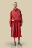 Bomber Vintage Leather di Alysi realizzato in pelle dall'effetto vissuto nella sofisticata tonalità Lipstick Red da Donna