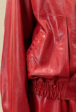 Bomber Vintage Leather di Alysi realizzato in pelle dall'effetto vissuto nella sofisticata tonalità Lipstick Red da Donna
