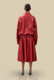 Bomber Vintage Leather di Alysi realizzato in pelle dall'effetto vissuto nella sofisticata tonalità Lipstick Red da Donna