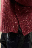 Maglia Girocollo Bic-Boc di Alysi realizzata in morbida lana merino nella calda e profonda tonalità Merlot da Donna