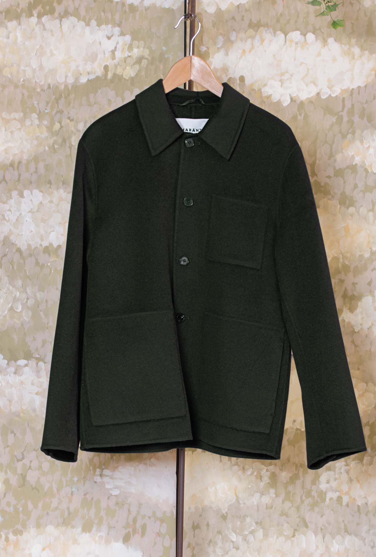 Over Work Jacket di Amaranto realizzata in un pregiato blend di lana e cashmere nella profonda tonalità Forest Green da Uomo