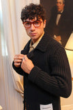 Maglia giacca in costa inglese di lana color total black collezione uomo fw23