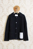Maglia giacca in costa inglese di lana color total black collezione uomo fw23
