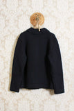 Maglia giacca in costa inglese di lana color total black collezione uomo fw23