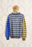 Maglia in lana mohair girocollo da uomo di amaranto in fantasia stripes patchwork bicolor