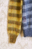 Maglia in lana mohair girocollo da uomo di amaranto in fantasia stripes patchwork bicolor