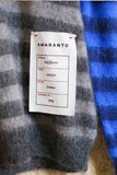 Maglia in lana mohair girocollo da uomo di amaranto in fantasia stripes patchwork bicolor