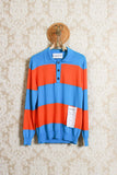 Polo maniche lunghe in maglia di cotone di amaranto stripes blue orange ss24