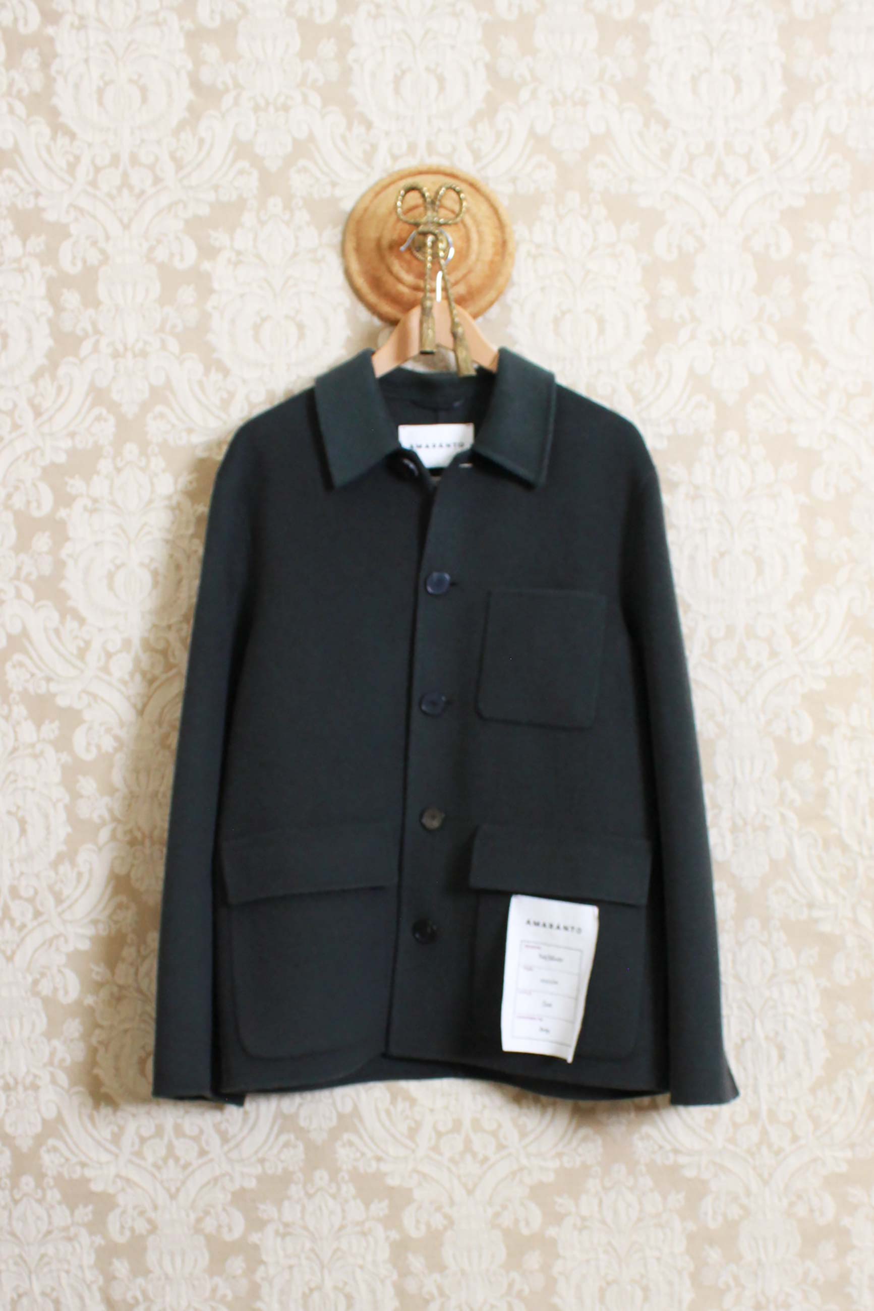 Nuova work jacket di amaranto in morbido panno di lana e cashmere color green forest