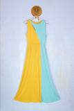 Be Limousine abito estivo donna in lurex bicolor giallo e acqua marina sensuale