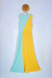 Be Limousine abito estivo donna in lurex bicolor giallo e acqua marina sensuale
