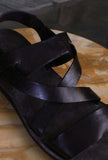 Sandalo Woven Intreccio color vegetale Testa di Moro firmato Brador da Uomo