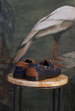 Mocassino bicolor twins realizzata in pregiata pelle martellata brown-blue Camper