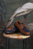 Mocassino bicolor twins realizzata in pregiata pelle martellata brown-blue Camper