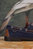 Mocassino bicolor twins realizzata in pregiata pelle martellata brown-blue Camper