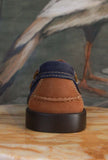 Mocassino bicolor twins realizzata in pregiata pelle martellata brown-blue Camper