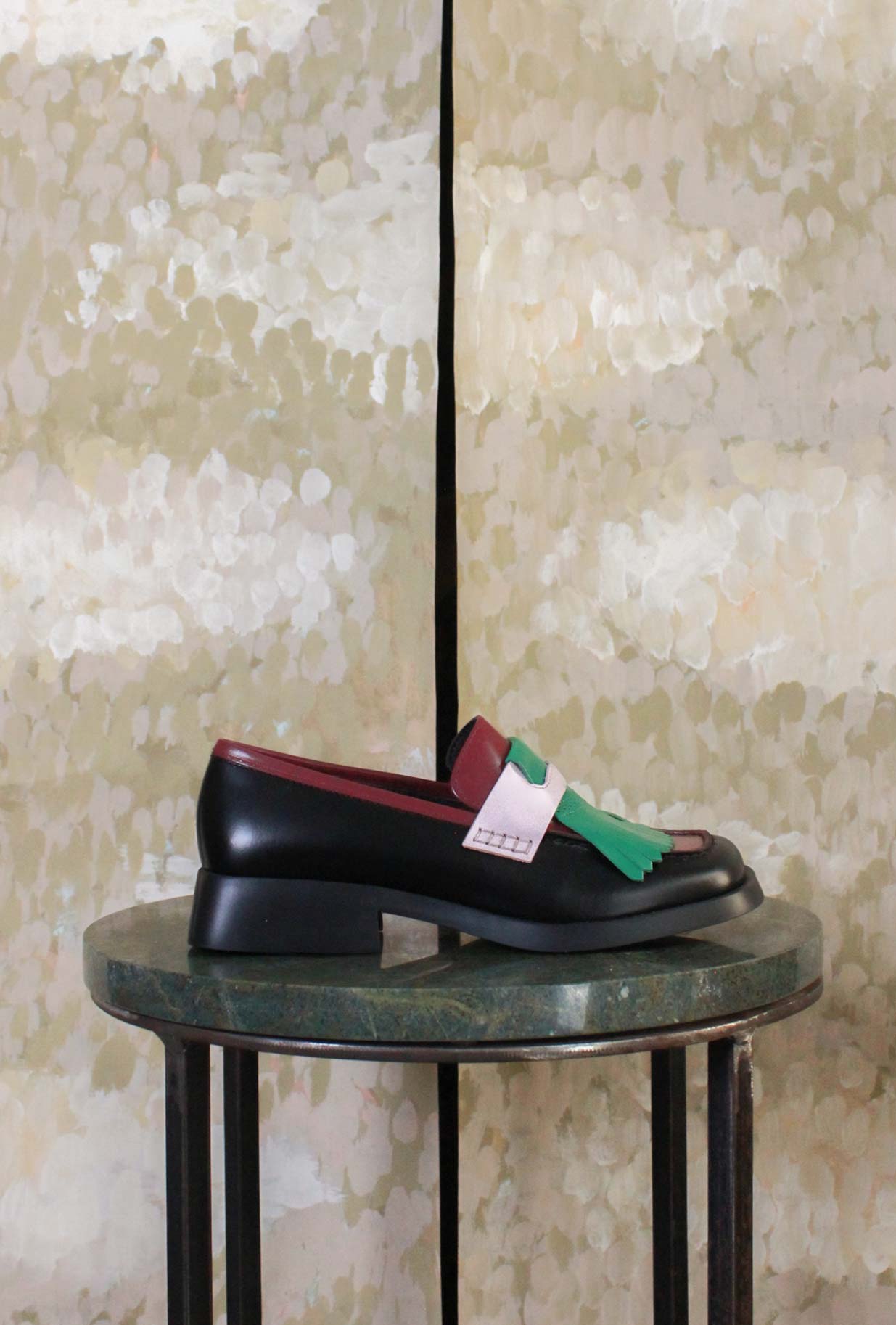 Mocassino Twins Limited di Camper in  pelle Bordeaux-Pink-Green da Donna