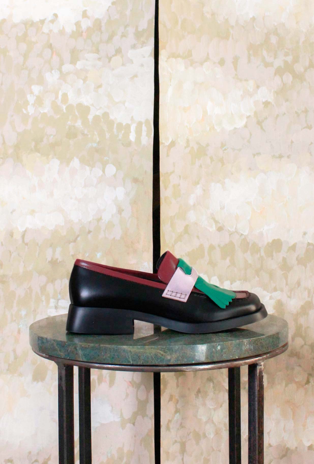 Mocassino Twins Limited di Camper in  pelle Bordeaux-Pink-Green da Donna