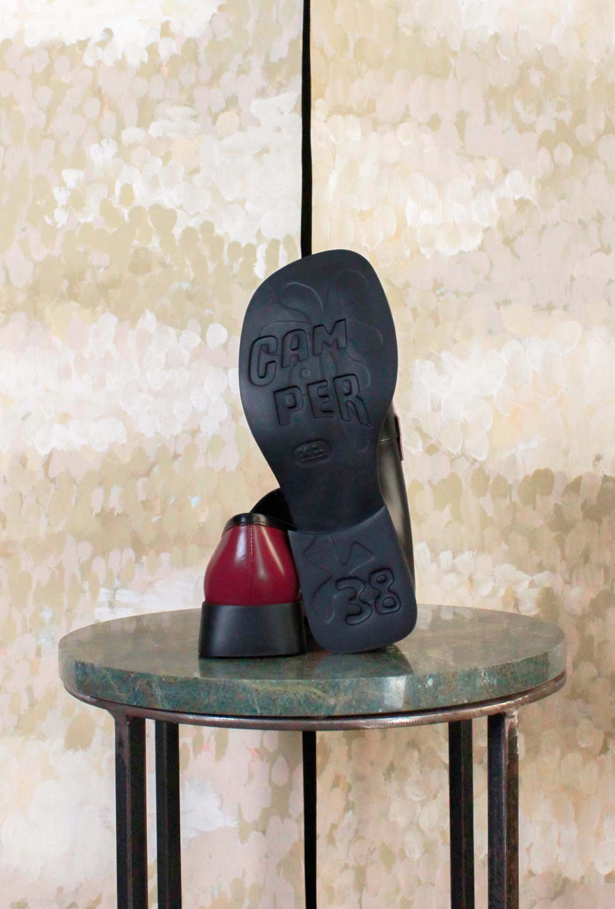 Mocassino Twins Limited di Camper in  pelle Bordeaux-Pink-Green da Donna