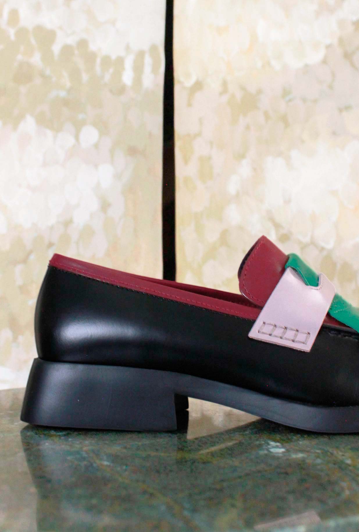 Mocassino Twins Limited di Camper in  pelle Bordeaux-Pink-Green da Donna