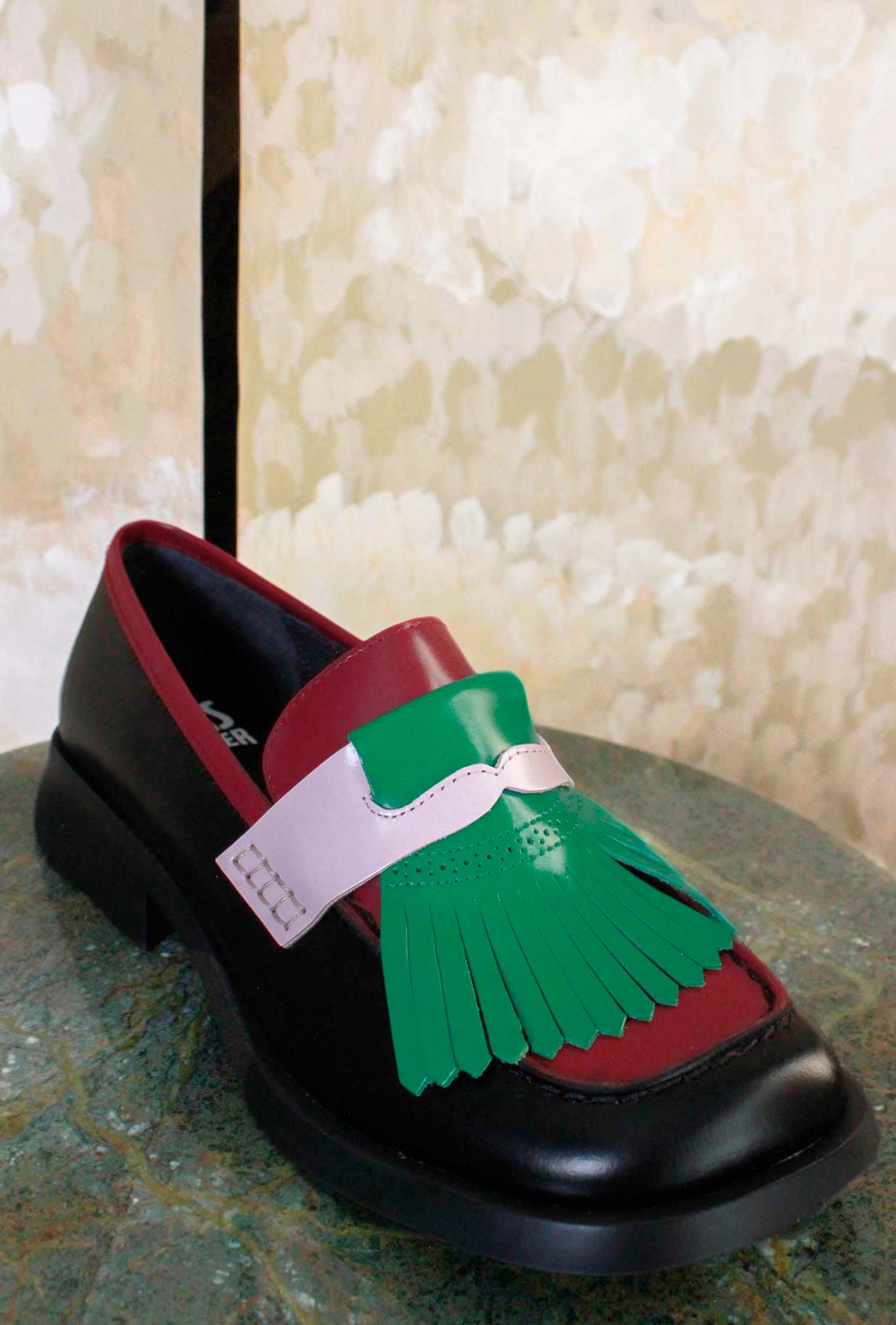 Mocassino Twins Limited di Camper in  pelle Bordeaux-Pink-Green da Donna