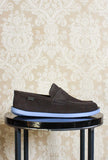 Mocassino Wagon da uomo di camper lab in suede marrone con suola in gomma blue sky