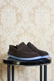 Mocassino Wagon da uomo di camper lab in suede marrone con suola in gomma blue sky