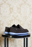 Mocassino Wagon da uomo di camper lab in suede marrone con suola in gomma blue sky