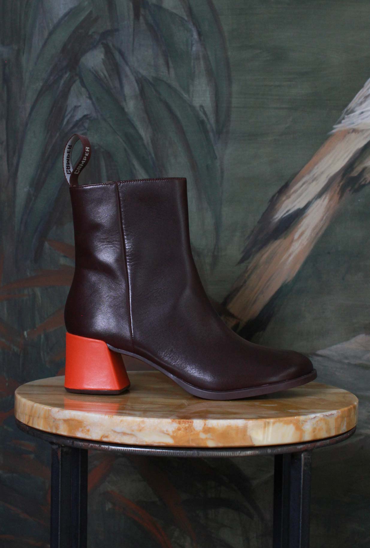 Stivaletto Kora Twins Burgundy Camper in pelle di vitello colore brown donna