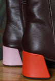 Stivaletto Kora Twins Burgundy Camper in pelle di vitello colore brown donna