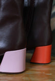 Stivaletto Kora Twins Burgundy Camper in pelle di vitello colore brown donna
