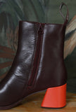 Stivaletto Kora Twins Burgundy Camper in pelle di vitello colore brown donna