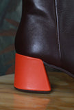 Stivaletto Kora Twins Burgundy Camper in pelle di vitello colore brown donna
