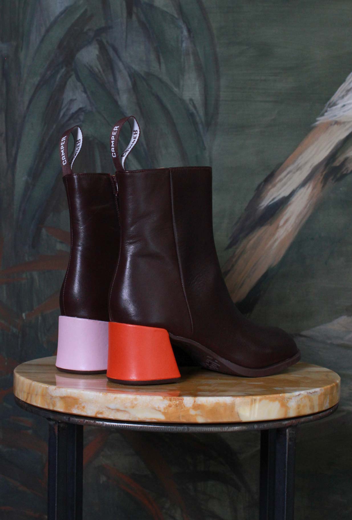 Stivaletto Kora Twins Burgundy Camper in pelle di vitello colore brown donna