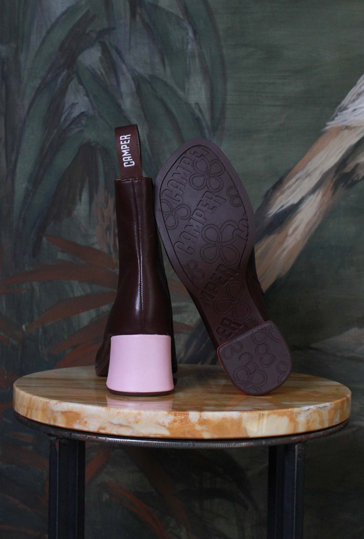 Stivaletto Kora Twins Burgundy Camper in pelle di vitello colore brown donna