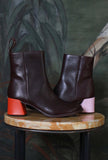 Stivaletto Kora Twins Burgundy Camper in pelle di vitello colore brown donna